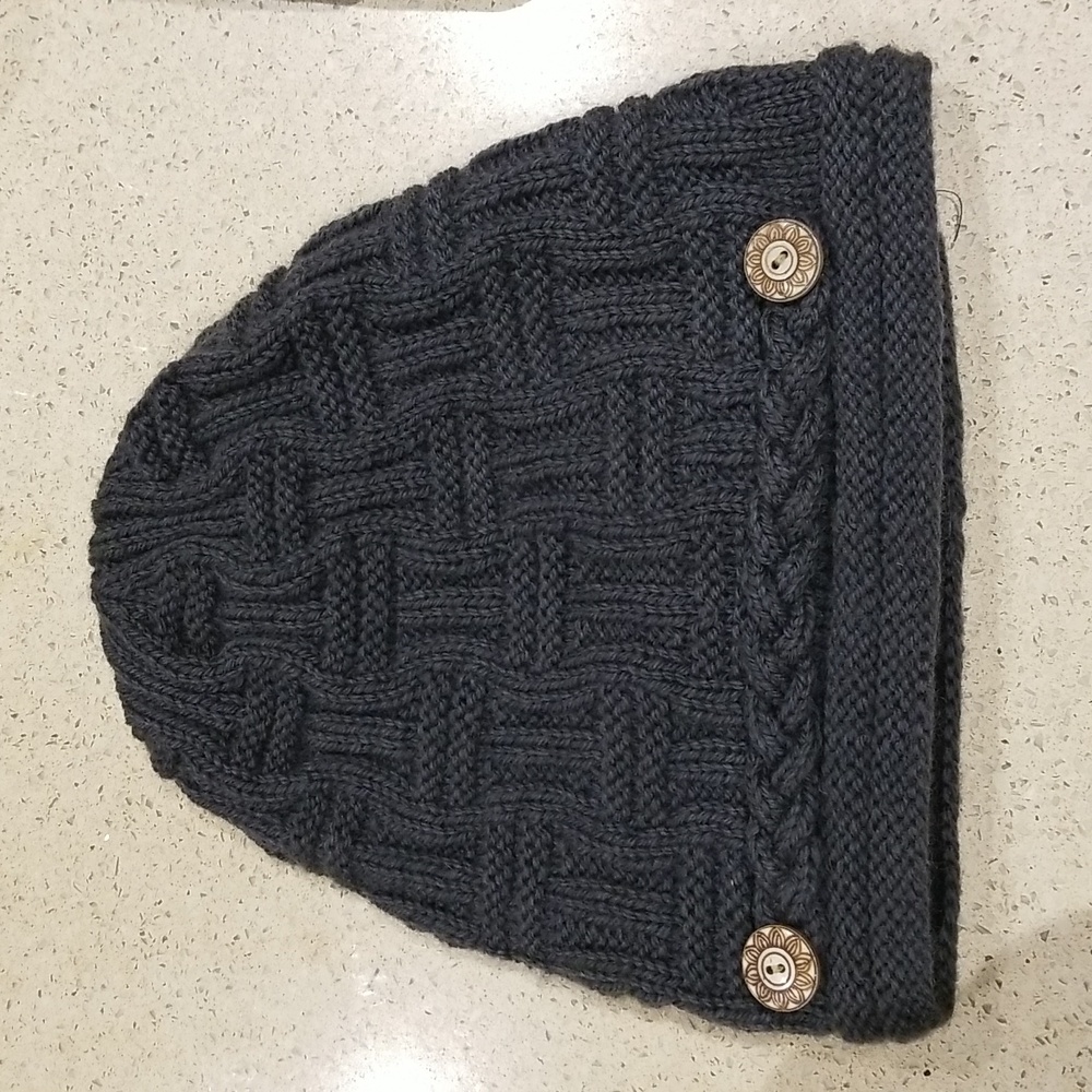 Nirvanna Designs hand knit grey slouch hat